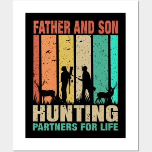 Vintage Dad And Son Hunting Partners For Life Fathers Day Posters and Art